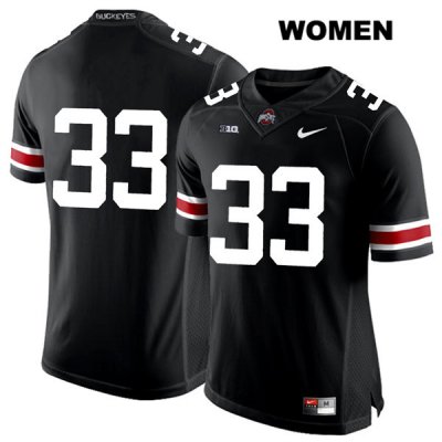 Women's NCAA Ohio State Buckeyes Dante Booker #33 College Stitched No Name Authentic Nike White Number Black Football Jersey NT20N85JW